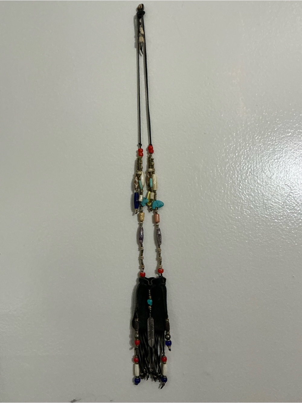 Authentic William Vandever Sterling Silver, Leather, Turquoise, Bone Medicine